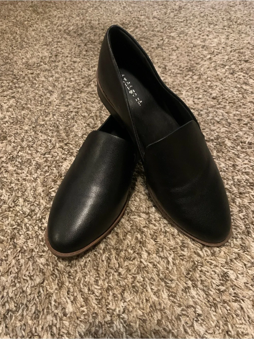 Indigo Black Leather Slip-On Flats